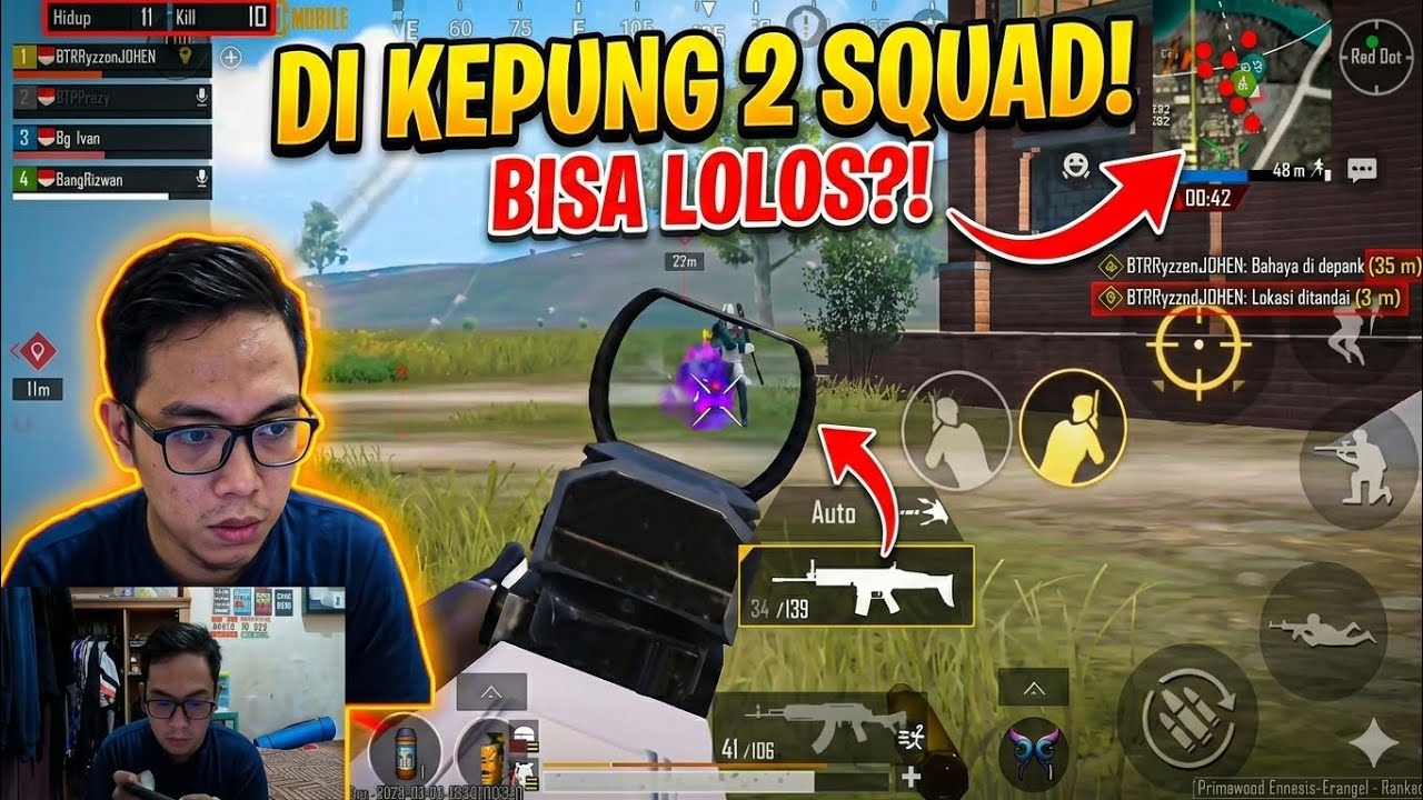 Panik!! Bisa lolos kah dari kepungan squad disaat random pada knock - PUBG MOBILE 