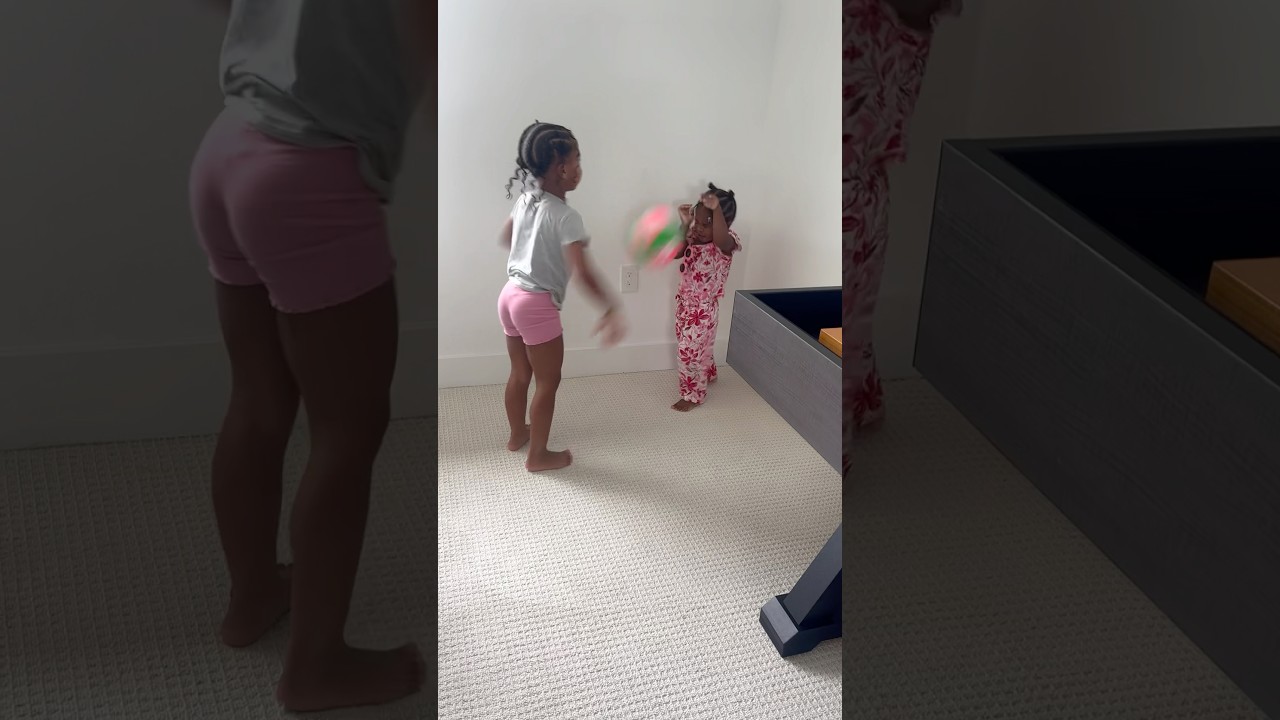 Dad catches daughter hitting baby sister in the head with a ball #shorts