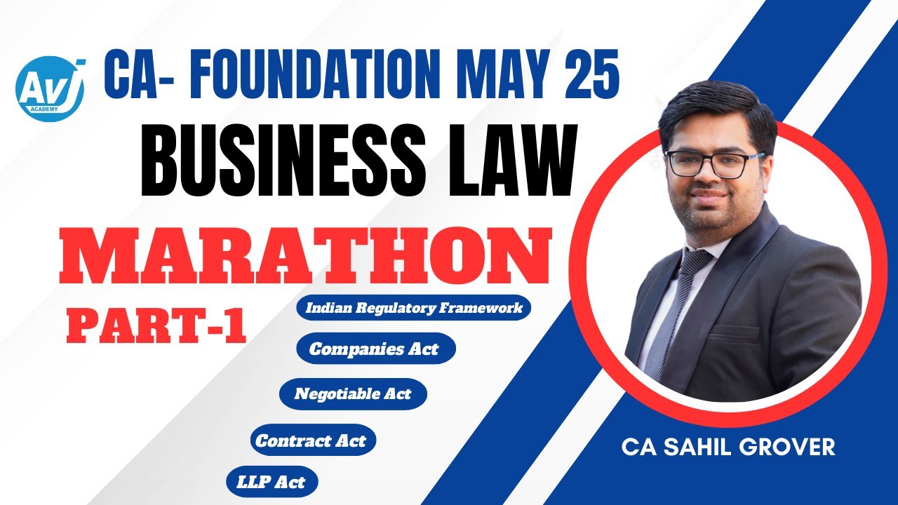CA Foundation Business Laws | Marathon Revision - Part 1 | May 25 | CA Sahil Grover