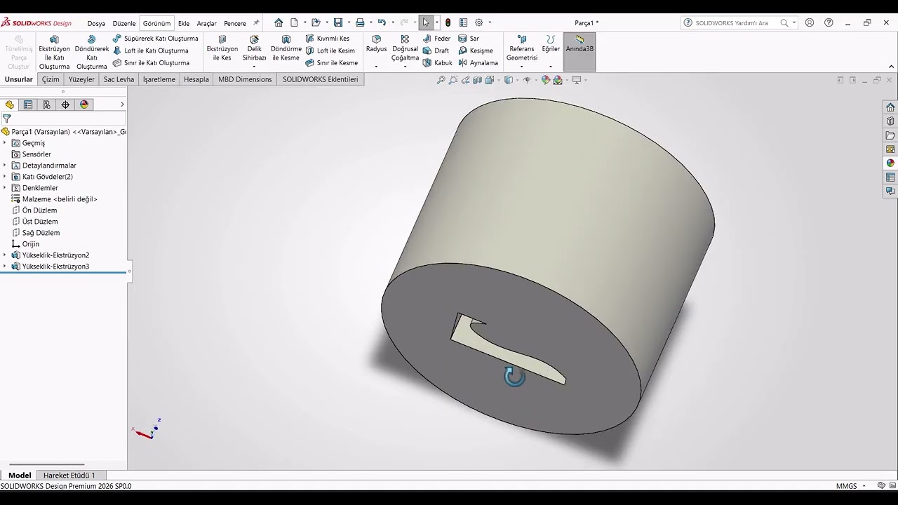 👉15 SolidWorks 2026 Sketch Objeleri Dönüştür ve Kesişim Eğrisi | Convert & Intersection