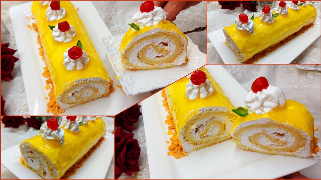كيك رولي بكريمة الحامض 🍋الحصرية تتحمق بلا جيلاتين ولا كريمة 🥰 رااقية ديال تحمار الوجه العبار بالكاس