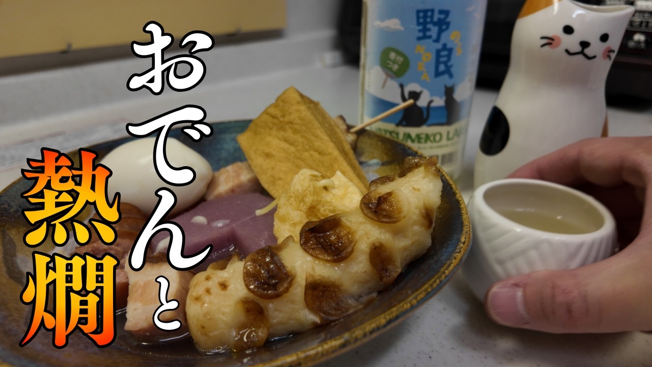 【ひとり晩酌】白だしとみりんで決まる。疲れた身体におでんと熱燗が染みる夜。