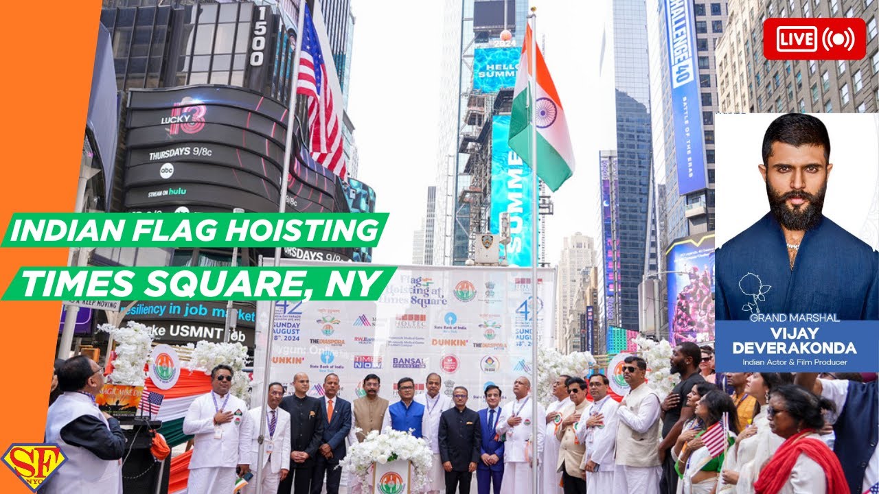 LIVE New York: INDIAN Flag Hoisting at Times Square 2025 with Vijay Deverakonda