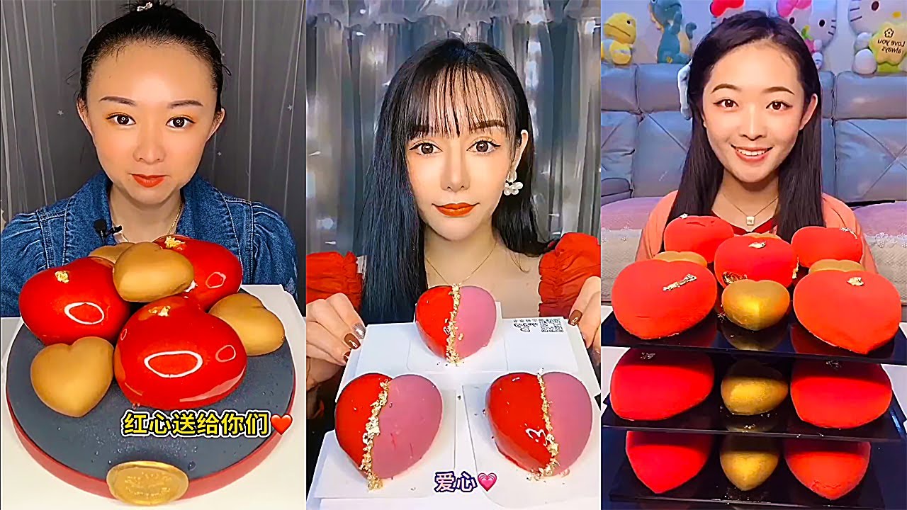 ASMR EATING MOUSSE CAKE ❤️🎂- EATING SOUNDS - SWEET CHINESE DESSERT MUKBANG