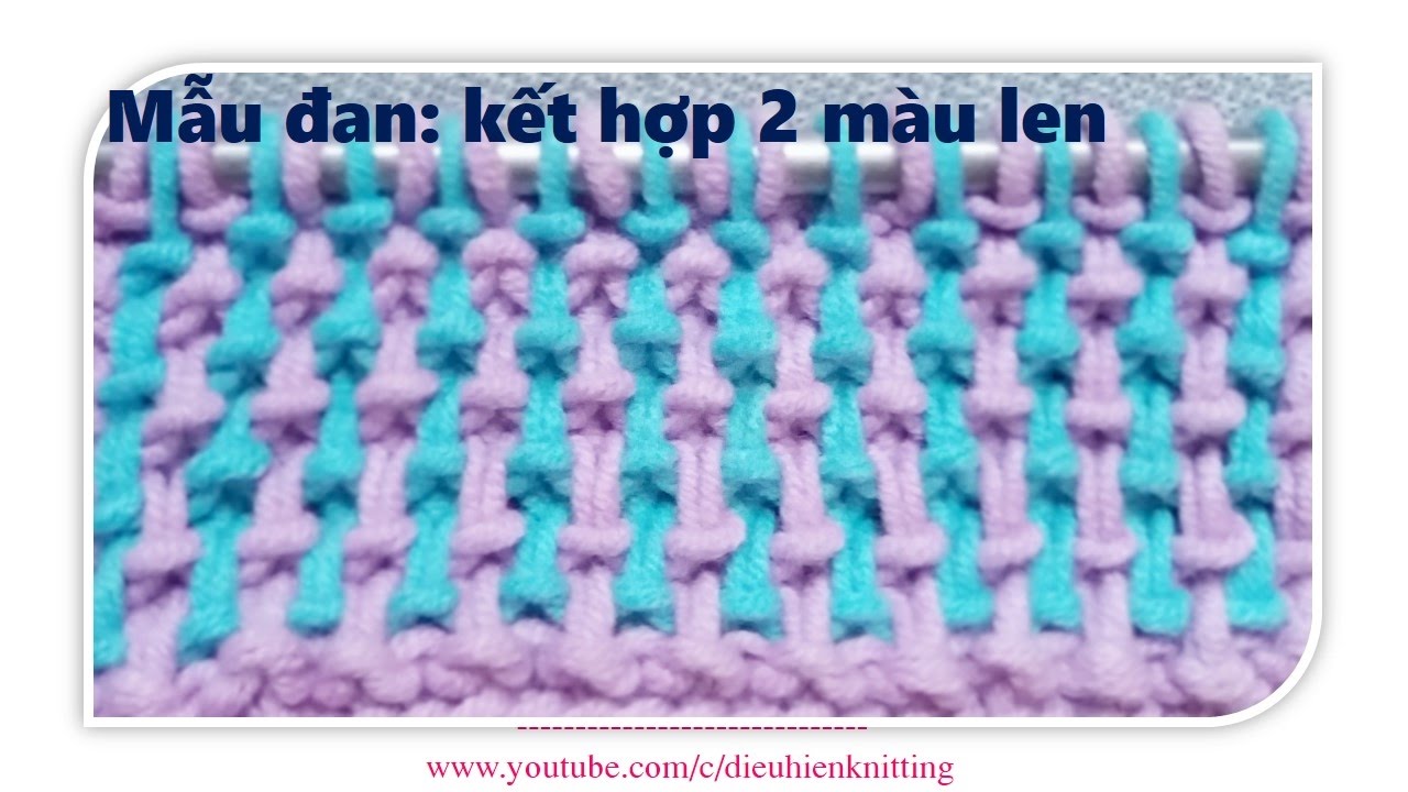 [MẪU ĐAN] - Cách đan khăn kết hợp 2 màu len (Engsub) / Scarf 2 tone