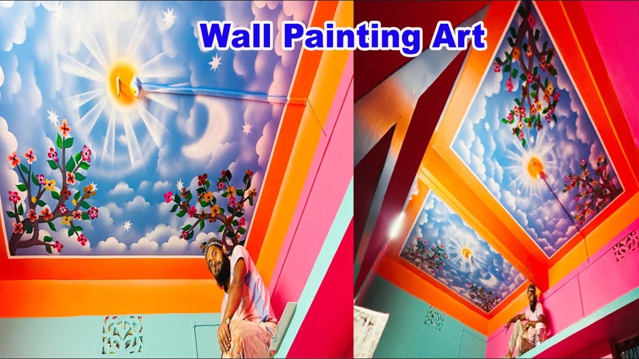 3D sky art ceiling #shortvideo #wallpaper #sky #art #painting #youtubeshorts 