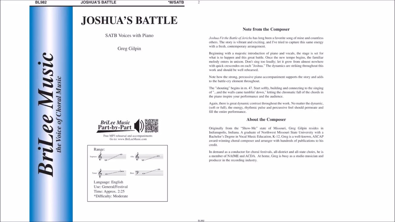 Joshua's Battle (BL982) Arr. by Greg Gilpin