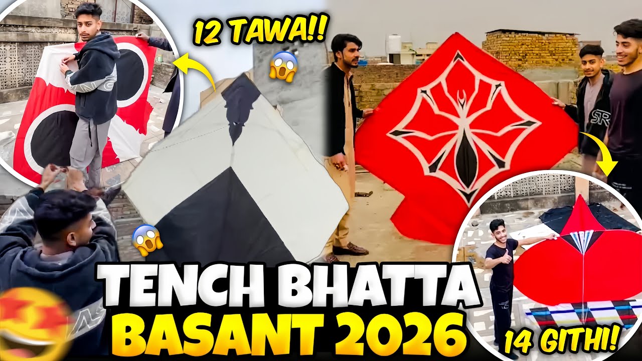 Tench Bhatta Basant 2026 😍 Million of Kites 😱 12 Tawa phat gya 😫 14 Githi patang in air 🔥 6 Taway 🥵