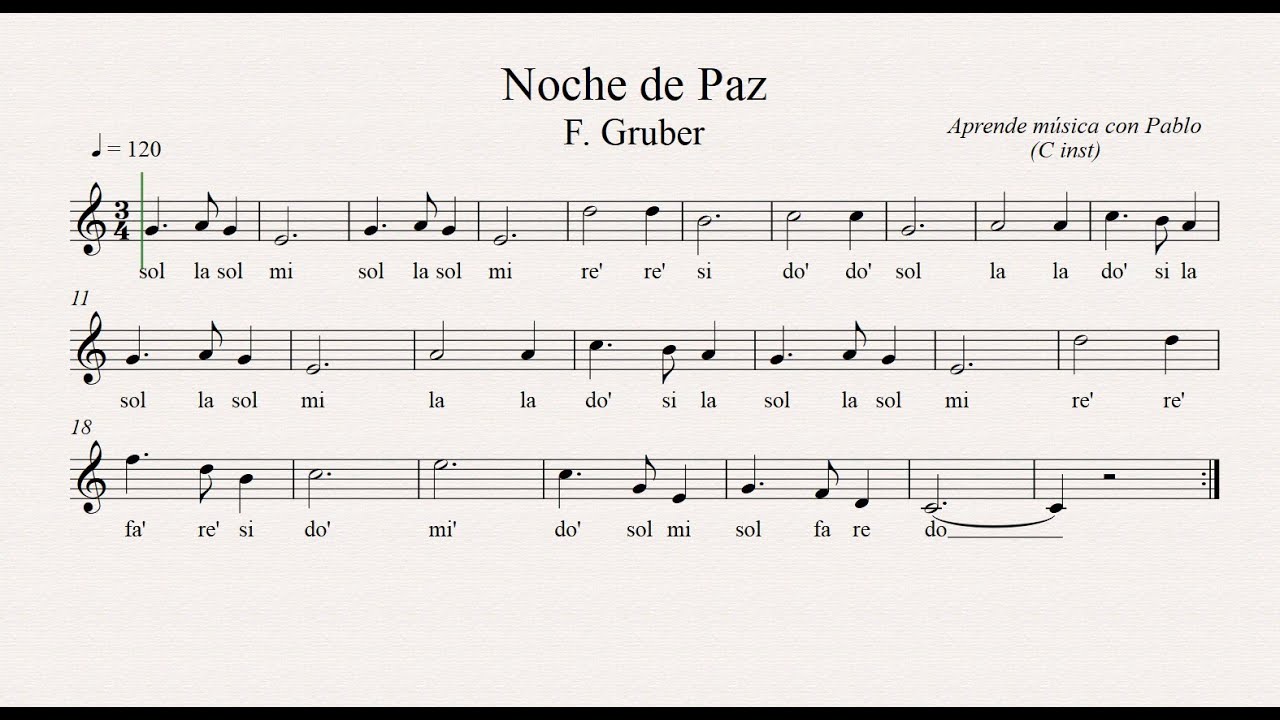 NOCHE DE PAZ: (flauta, violín, oboe...) (partitura con playback)