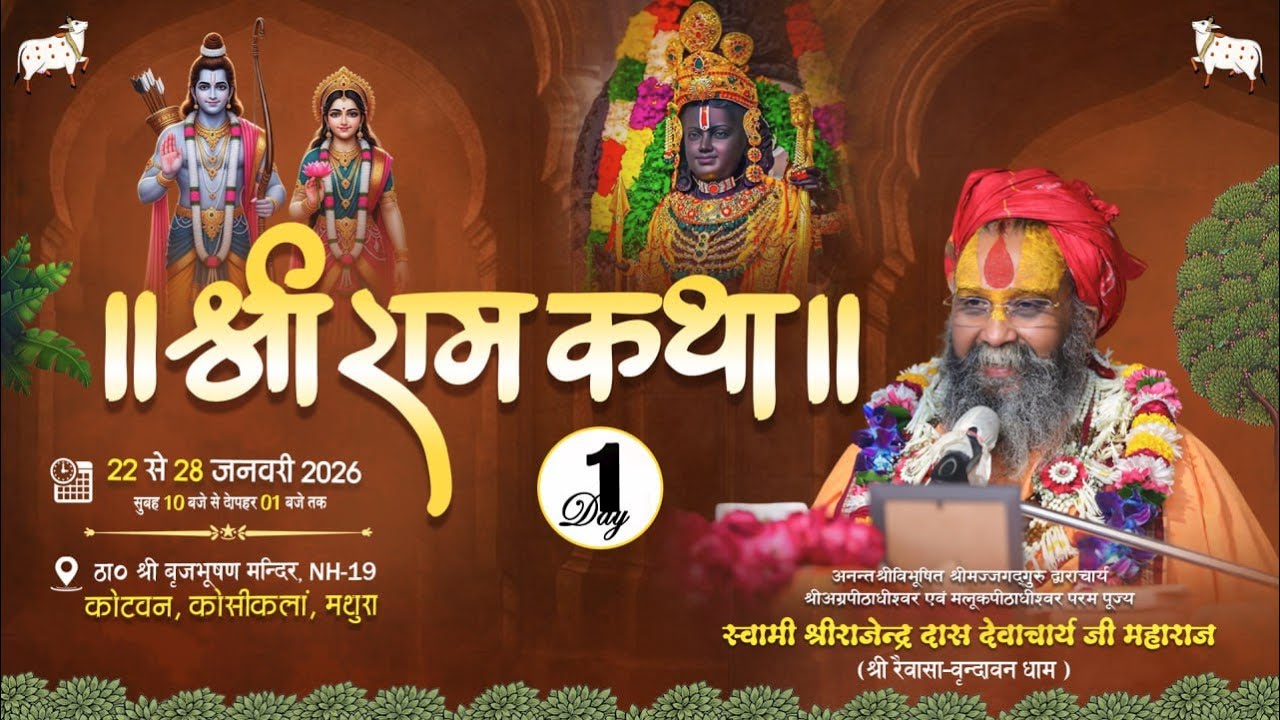 Live - Shri Ram Katha || Day -1 || Kotvan monibaba ashram, | Shri Rajendra Das ji Maharaj