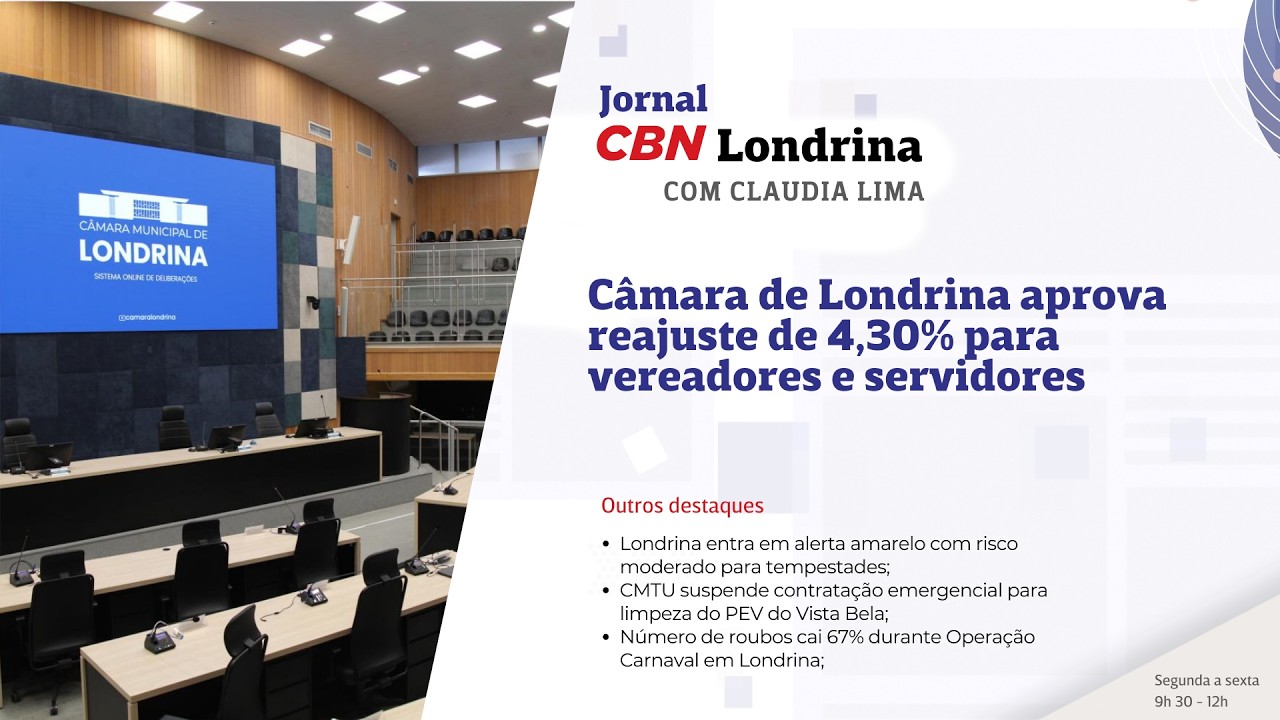 Câmara de Londrina aprova reajuste de 4,30% para vereadores e servidores - CBN Londrina | 20/02