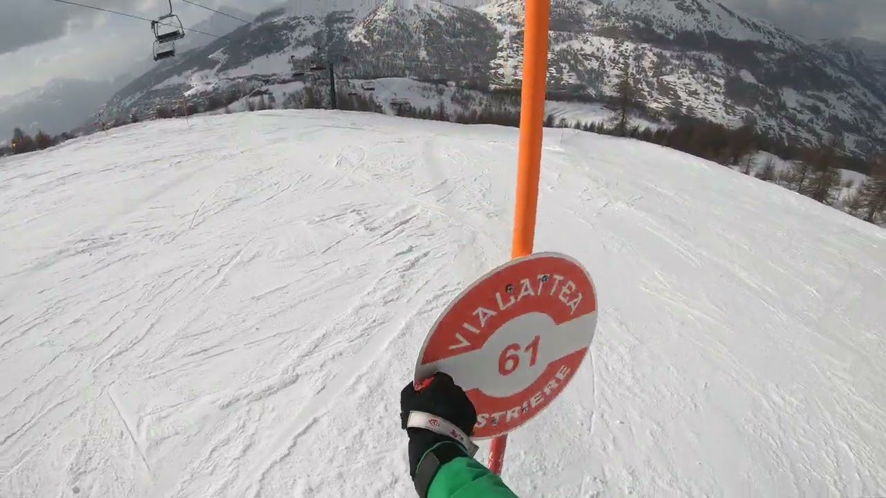 Vialattea:Piste 68 Alta + 61 + Alpina + Fuoripista Nube D'Argento Borgata Sestriere