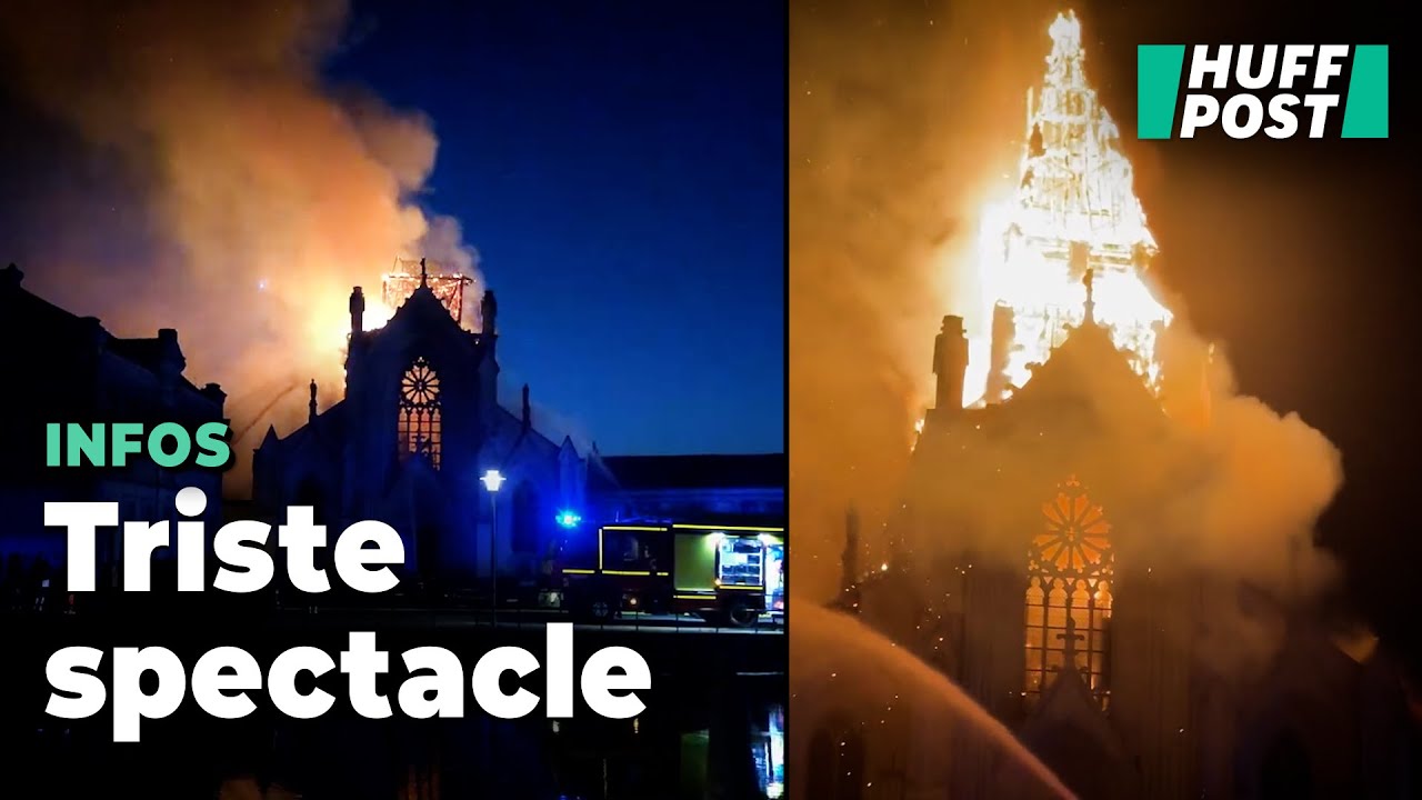 &Agrave; Saint-Omer, l&rsquo;&eacute;glise de l&rsquo;Immacul&eacute;e-Conception prend feu, le clocher s'effondre