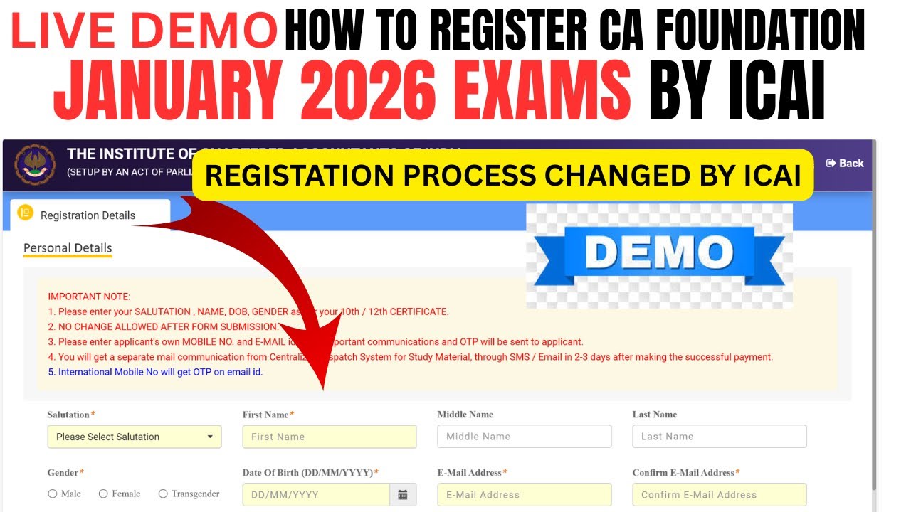 How to Register CA Foundation January 2026 Exams | CA foundation January 2026 Registration process