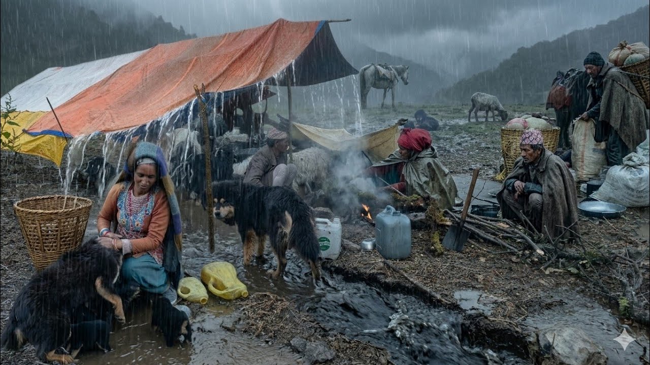 Real Nepali Mountain Village Life During the Rain | Daily Activities Nomadic People