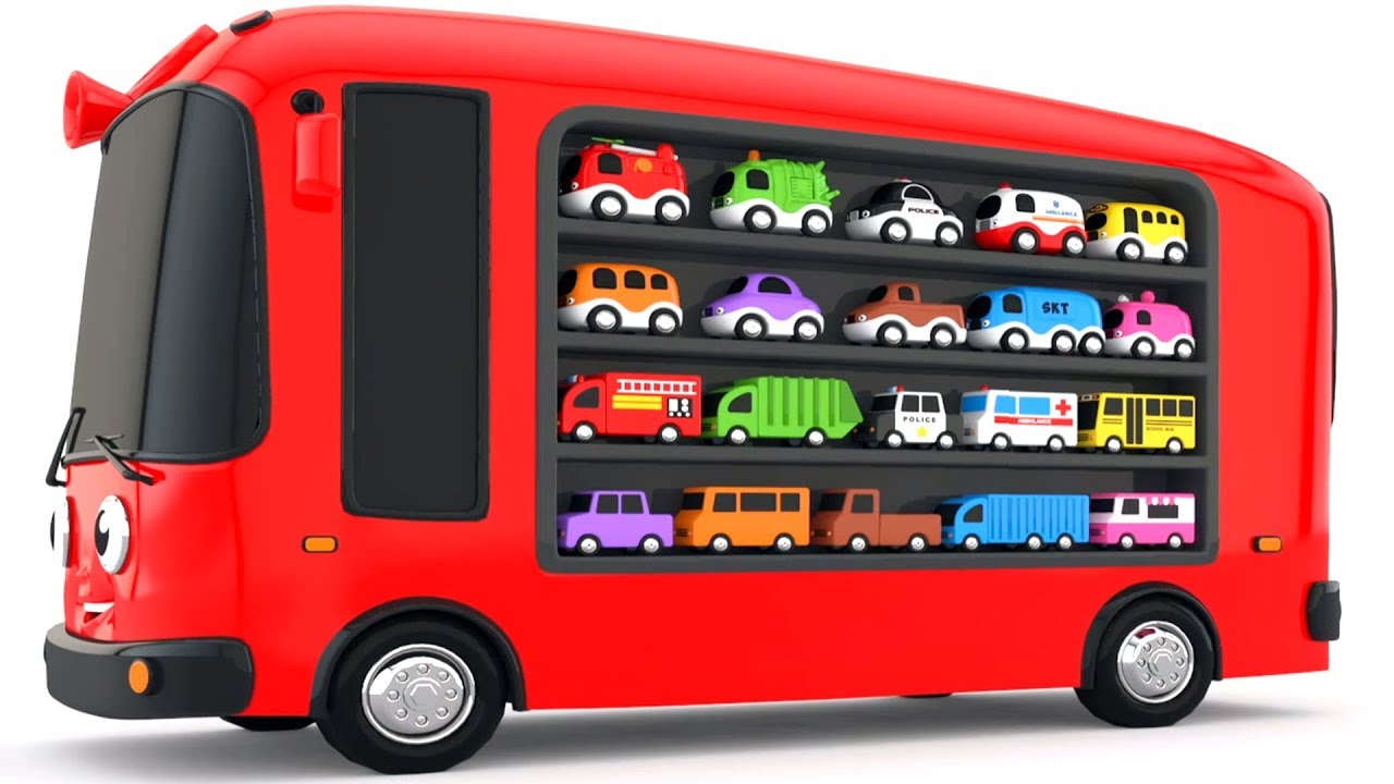 Colors for Children with Bus Transporter Toy Street Vehicles