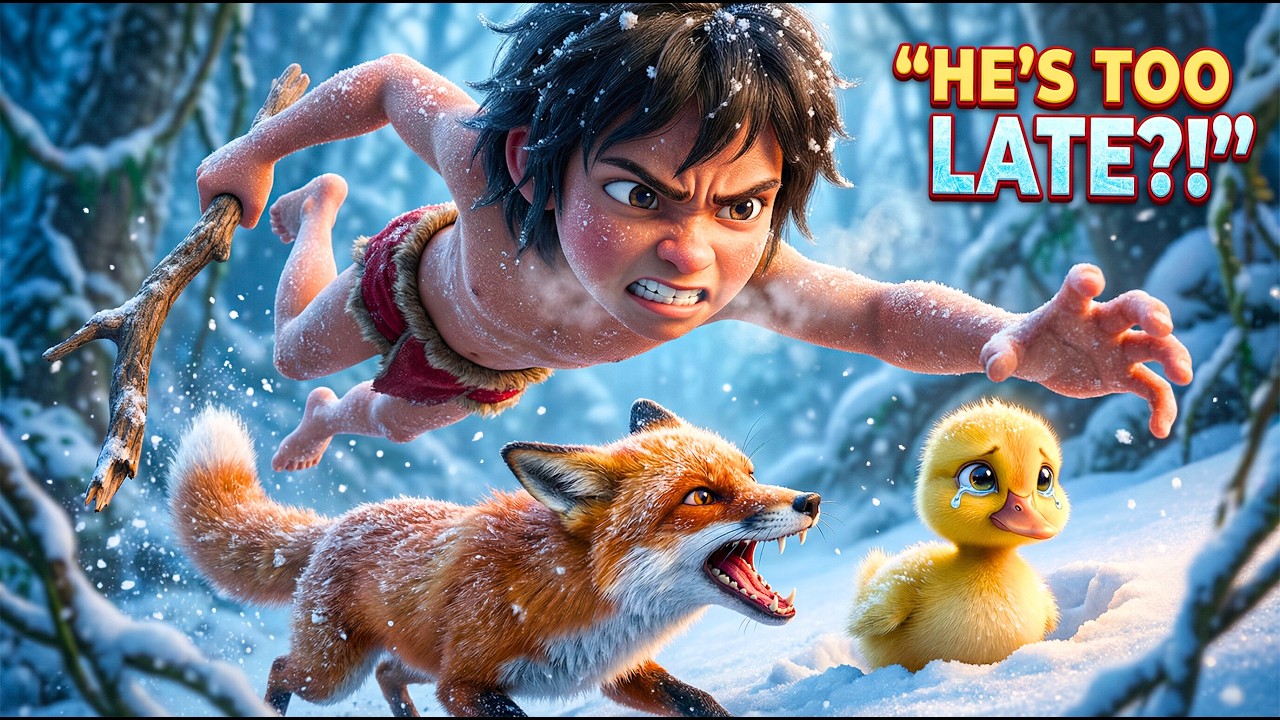 Mowgli Saves the Little Duckling from the Cruel Fox | Kids Jungle Adventure Story