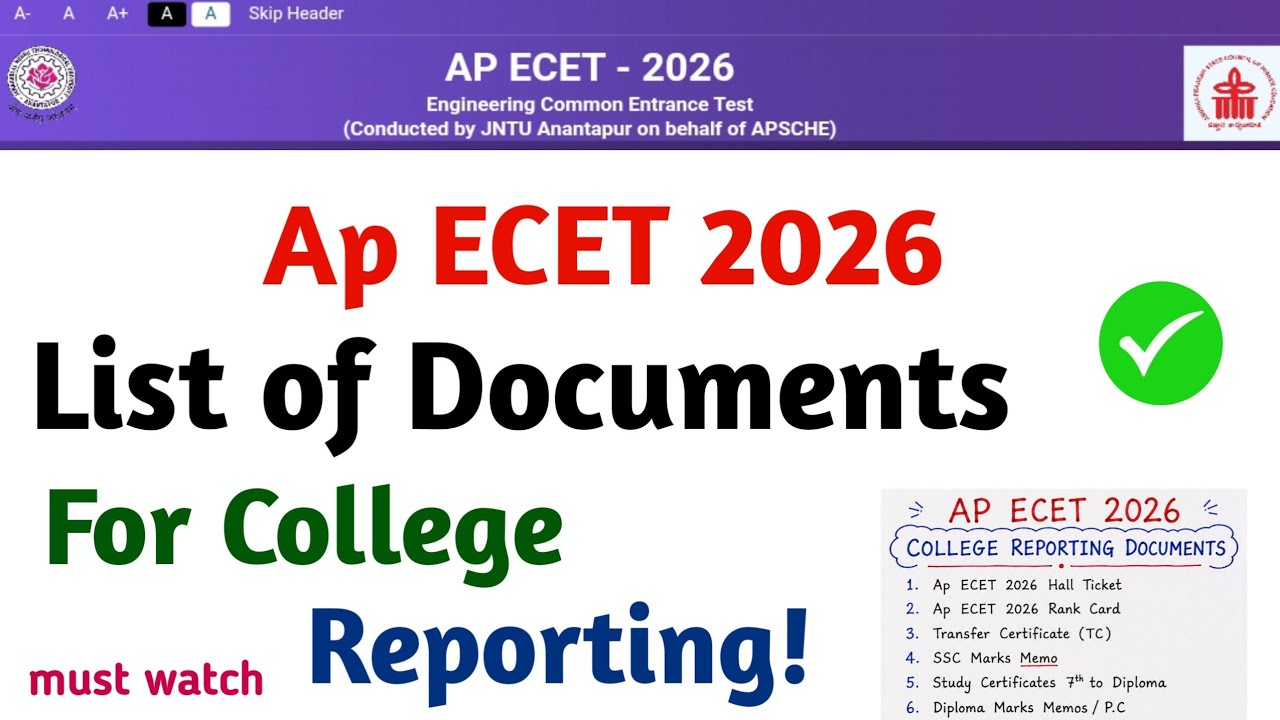 Ap ECET 2026 List of Documents for College Reporting | ap ecet college reporting documents