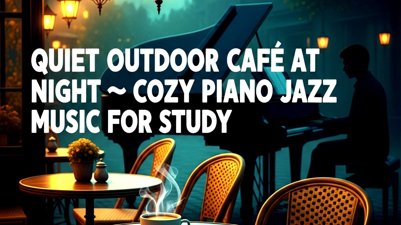 🔴 LIVE Outdoor Night Café 🌙 Smooth Piano Jazz & Coffee Shop Ambience