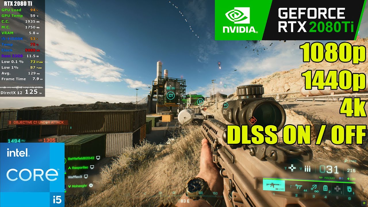 RTX 2080 Ti + i5 13600K | Battlefield 2042 Season 4 - 1080p, 1440p, 4k (DLSS ON / OFF)