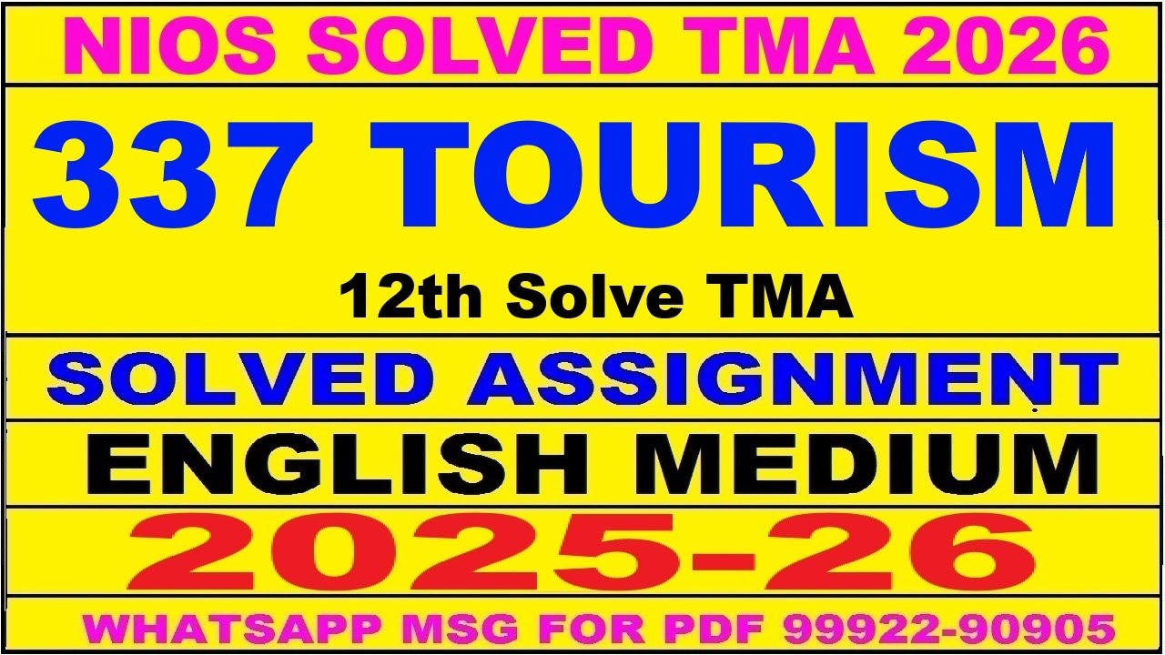 nios Tourism 337 solved assignment 2025-26 | nios 337 tma solved 2025-26 Tourism | Tourism-337