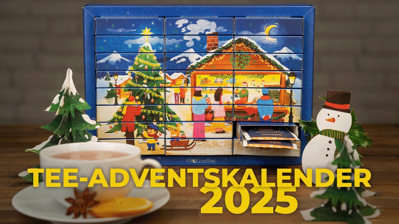 Tee-Adventskalender 2025 - FROG.coffee | Alle Top Marken in einem Kalender | 48 Teebeutel 24 Sorten