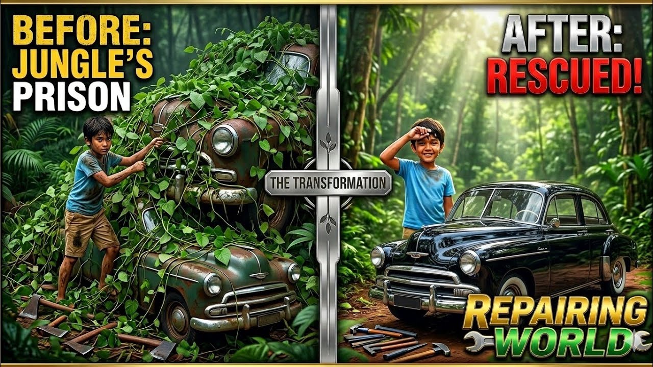 Little Boy Repairing Car in Jungle | Amazing Before & After Transformation | Full Repair Story ❤👷