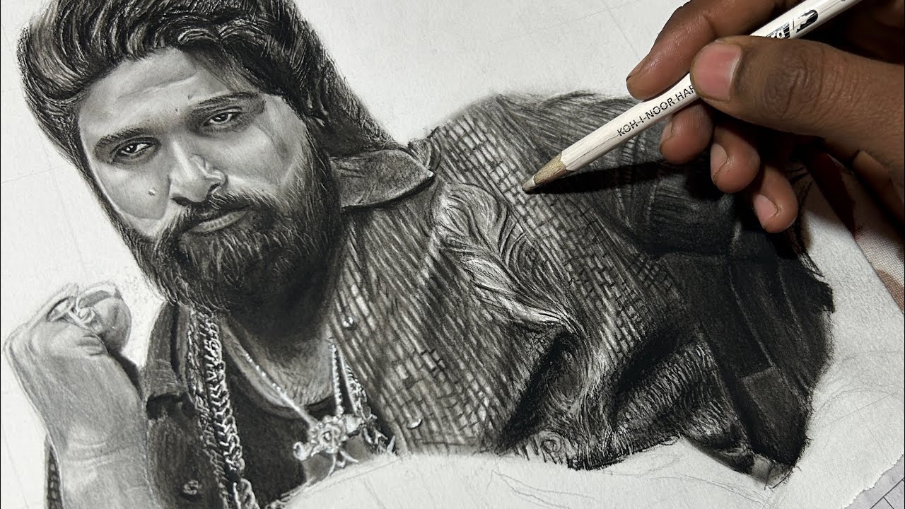 Pushpa 2 Allu Arjun Outline - Step by Step Tutorial 🔥| thanksa art ( Gautam )