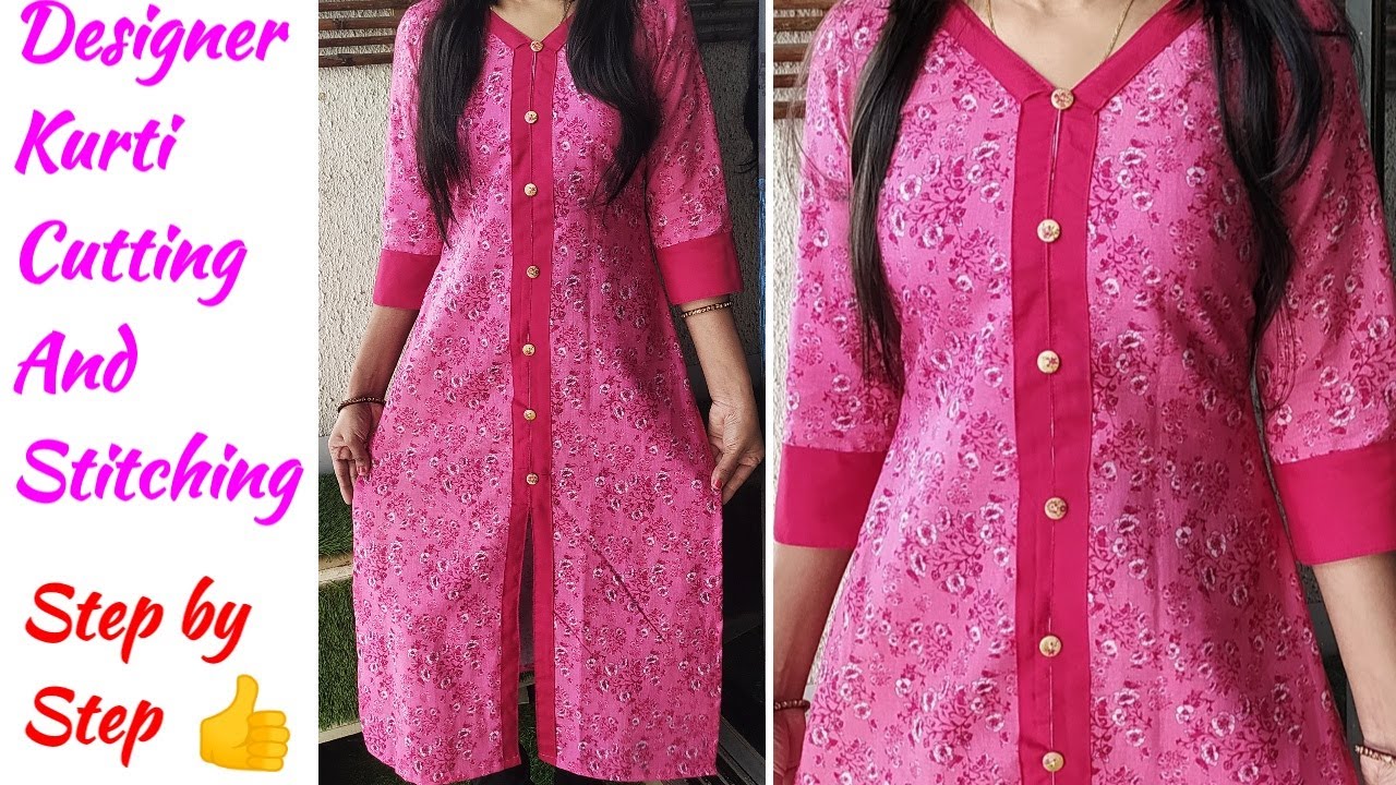 Designer Kurti Cutting and Stitching | Kurti/Suit/Kameez Cutting and Stitching | Front Open Kurti