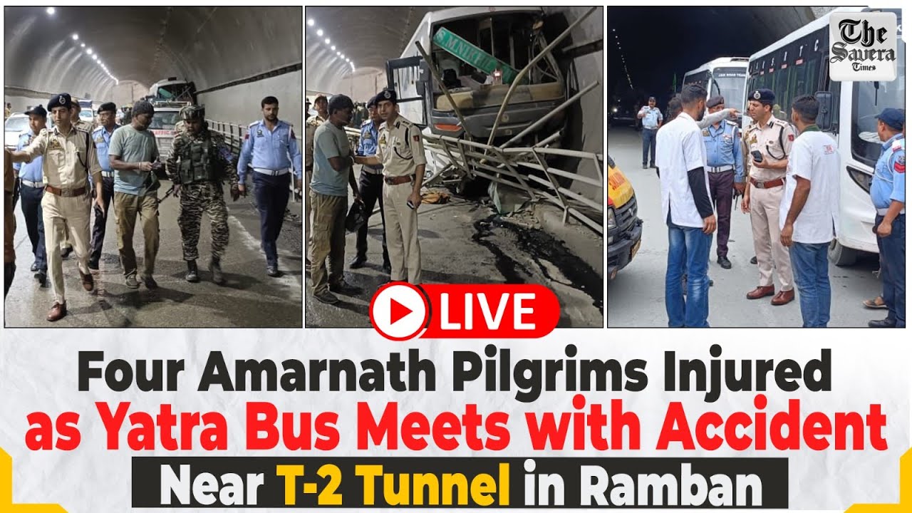 [LIVE] Four Amarnath Pilgrims Injured as Yatra Bus Meets with Accident Near T-2 Tunnel in Ramban