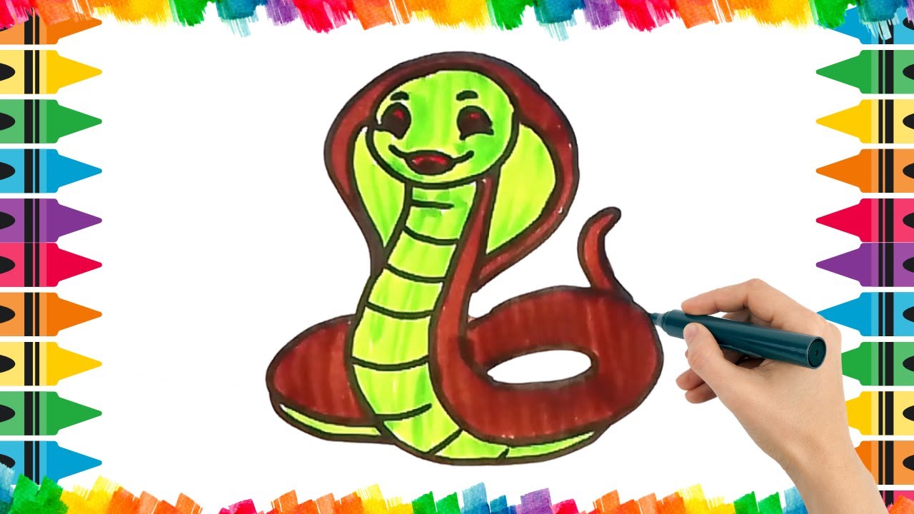 How To Draw Cute Snake Drawing, Painting & Coloring For Kids and Toddlers_ Child Art 🐋🌈🎨