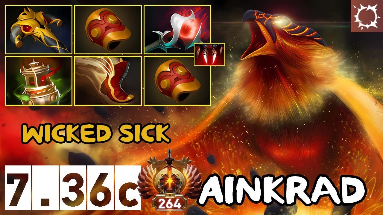 Mid Phoenix  | Wicked sick | Ainkrad | 7.36c | Immortal Dota 2 Pro Plays