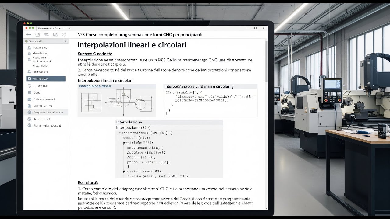 N°3Corso completo programmazione torni CNC per principianti  Interpolazioni lineari e circolari