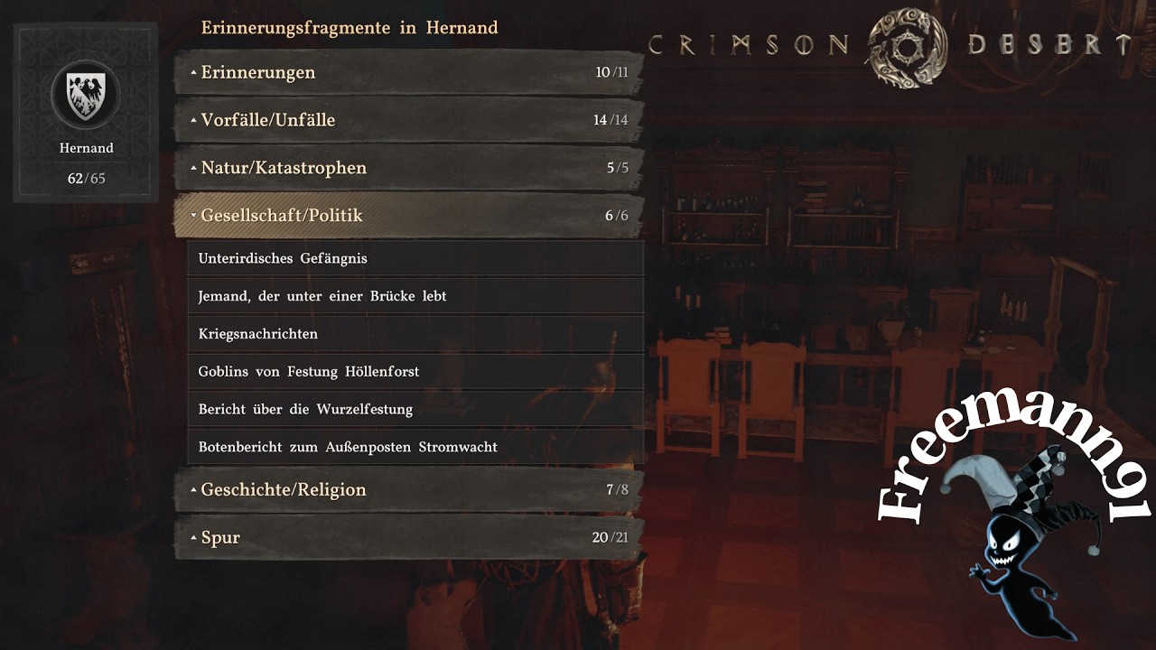 Crimson Desert Alle Fundorte Erinnerungsfragmente Gesllschaft/Politik in Hernand 
