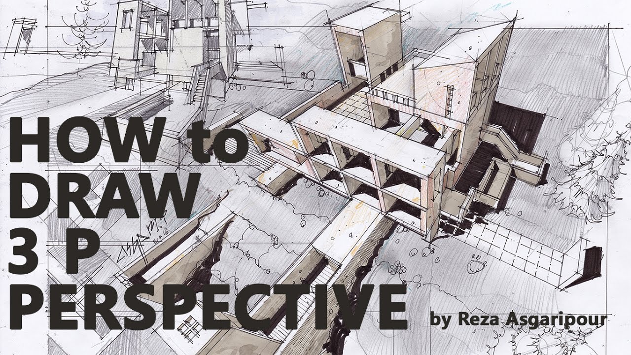 How to draw 3 points perspective | Перспектива с тремя точками схода.