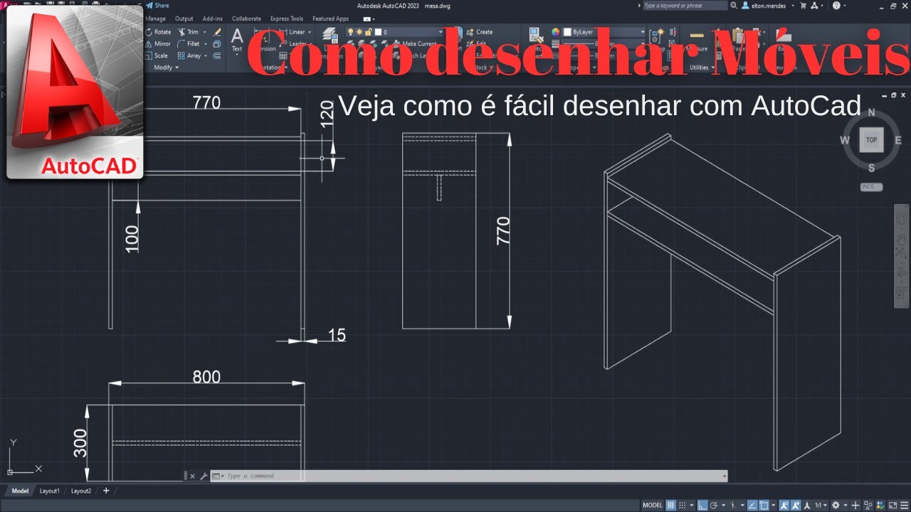 Aula AutoCAD Iniciantes Como Desenhar Móveis Incríveis no AutoCAD - Desenhistas CADistas