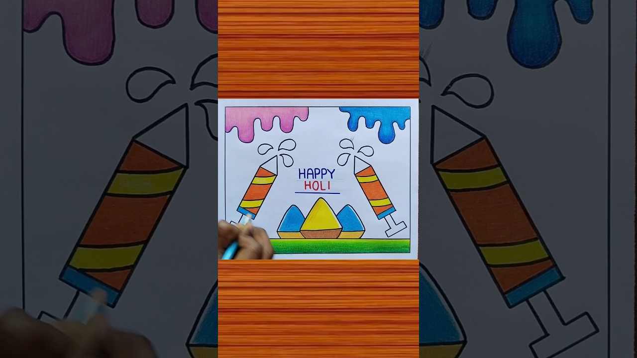 Holi Drawing / Holi Drawing Easy / Holi Festival Drawing / Happy Holi Drawing #shorts