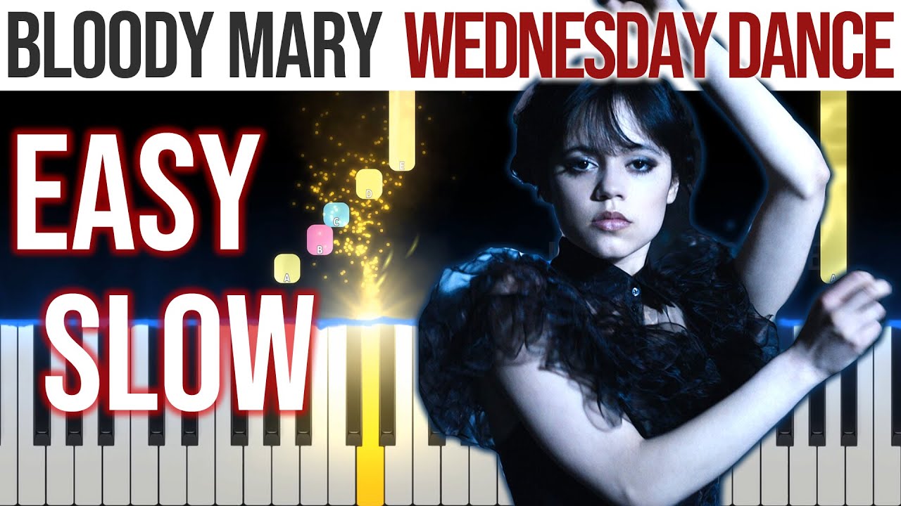 Bloody Mary - Lady Gaga (Remix Speed Up) Wednesday Dance - EASY SLOW Piano Tutorial 🎹 - video 4K🤙