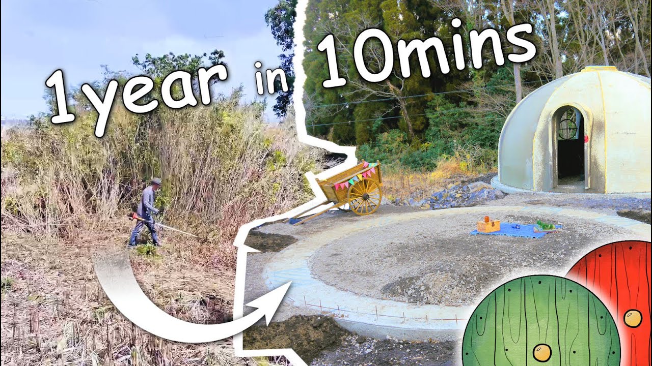 The Journey So Far - 1 year of hobbit house build in 10 minutes!