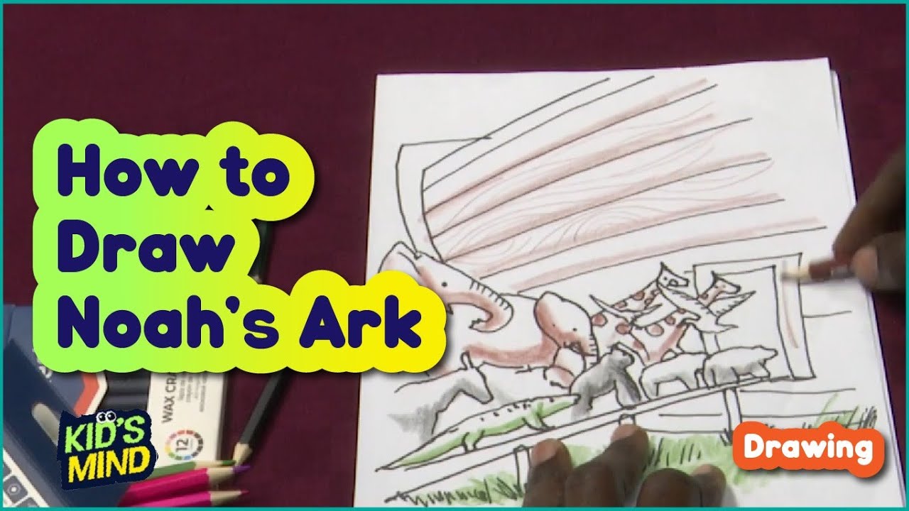 Как нарисовать Ноев ковчег с животными | Веселое библейское искусство для детей