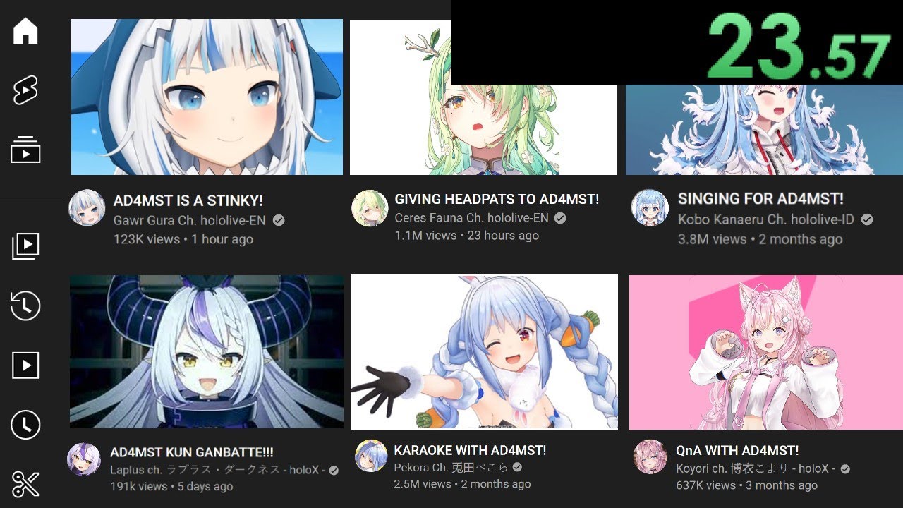 Full VTuber YouTube Recommendation Page Speedrun (NEW WORLD RECORD)