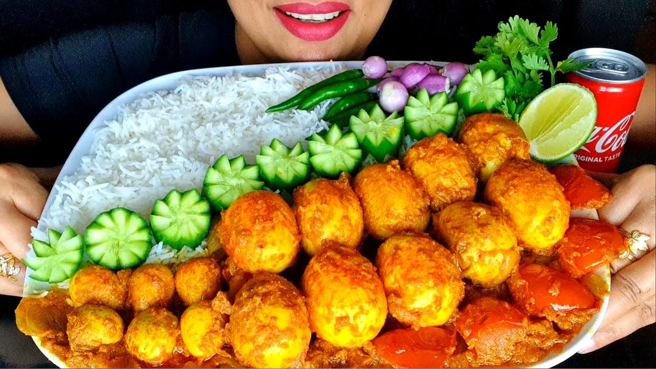 ASMR:SPICY QUAIL AND CHICKEN EGG DOPIAZA WITH BASMATI RICE,LEMON,CHILLI,ONION||ZAKIA-SPICY ASMR