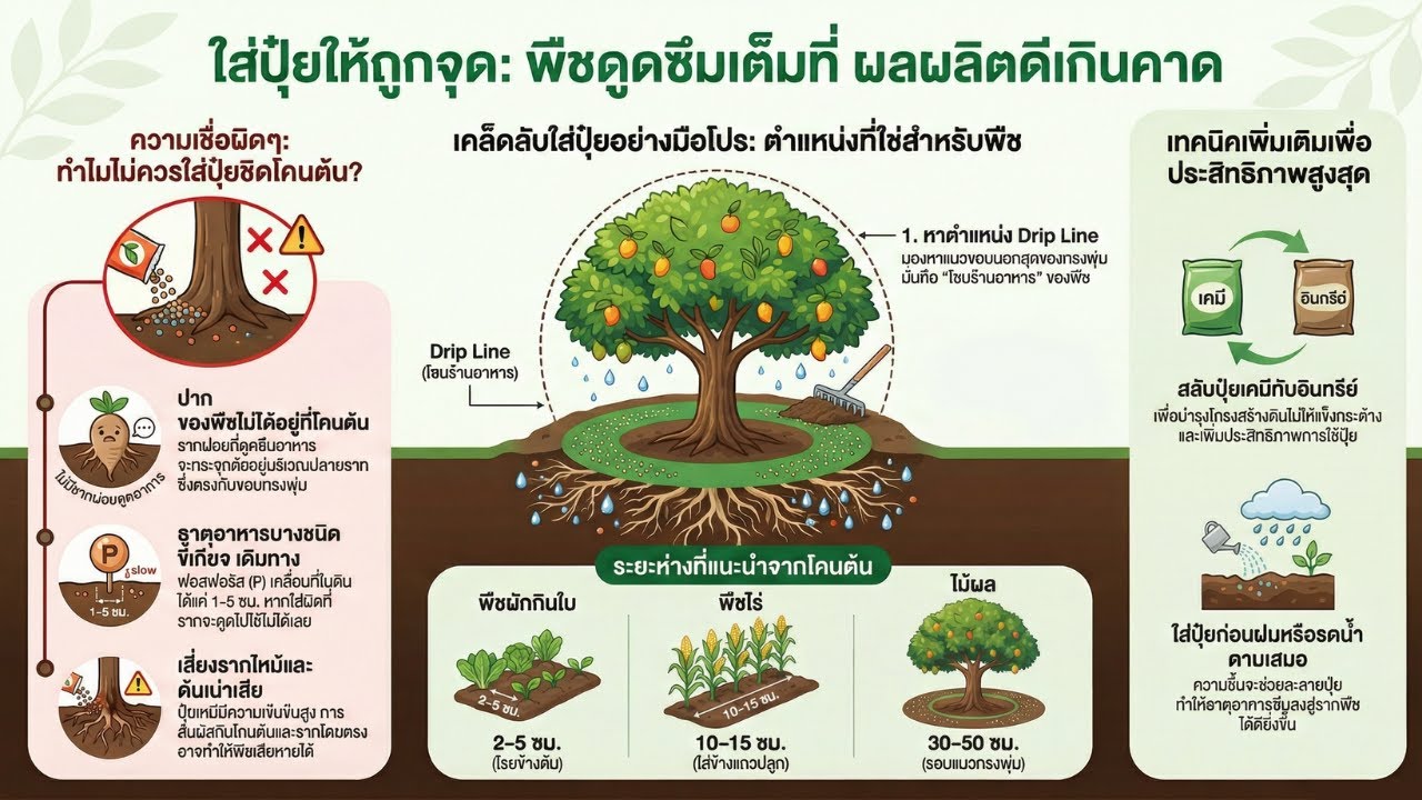 หยุด! ใส่ปุ๋ยชิดโคนต้นเท่ากับฆ่าพืชทางอ้อม... วิธีที่ถูกต้องทำแบบนี้!