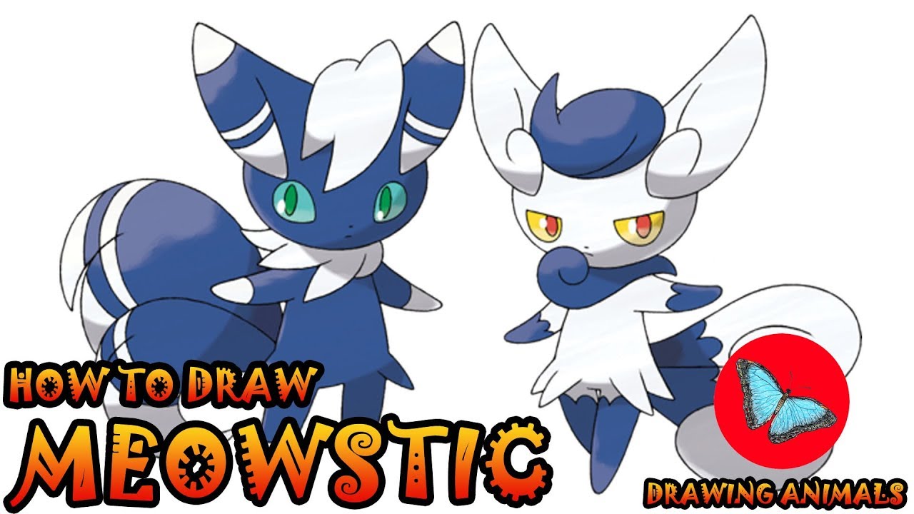 How To Draw Meowstic Pokemon | Drawing Animals