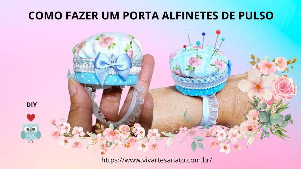 COMO FAZER PORTA ALFINETES | Alfineteiro de pulso fácil com tampa de plástico reciclável