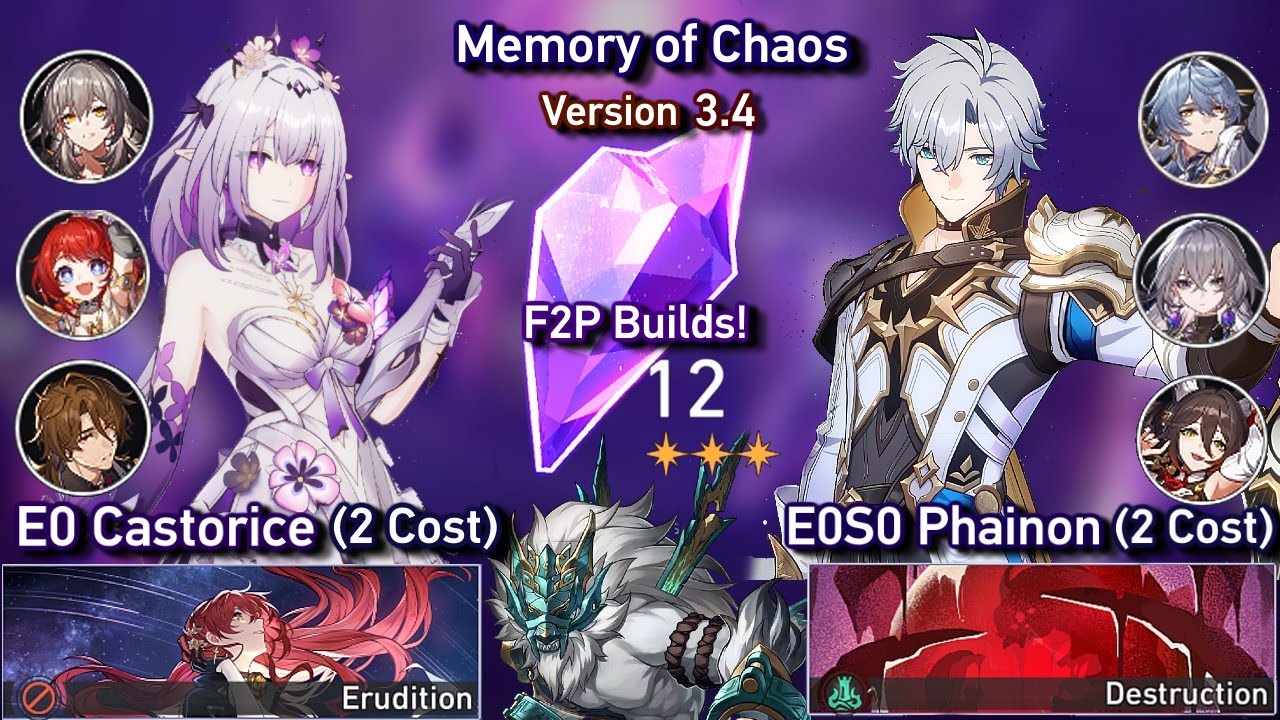 E0S0 Phainon & E0S0 Castorice | NEW Memory of Chaos 3.4 - Floor 12 3 Stars | Honkai Star Rail 3.4