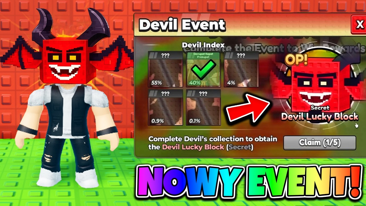 NOWY DEVIL EVENT I BRAINROTY W BE A LUCKY BLOCK! Roblox