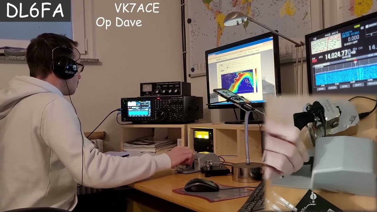 CW DX QSO DL6FA with VK7ACE 16700km to Australia Morse basic Telegrafie 17 WPM DOK F38 DARC JUNKER