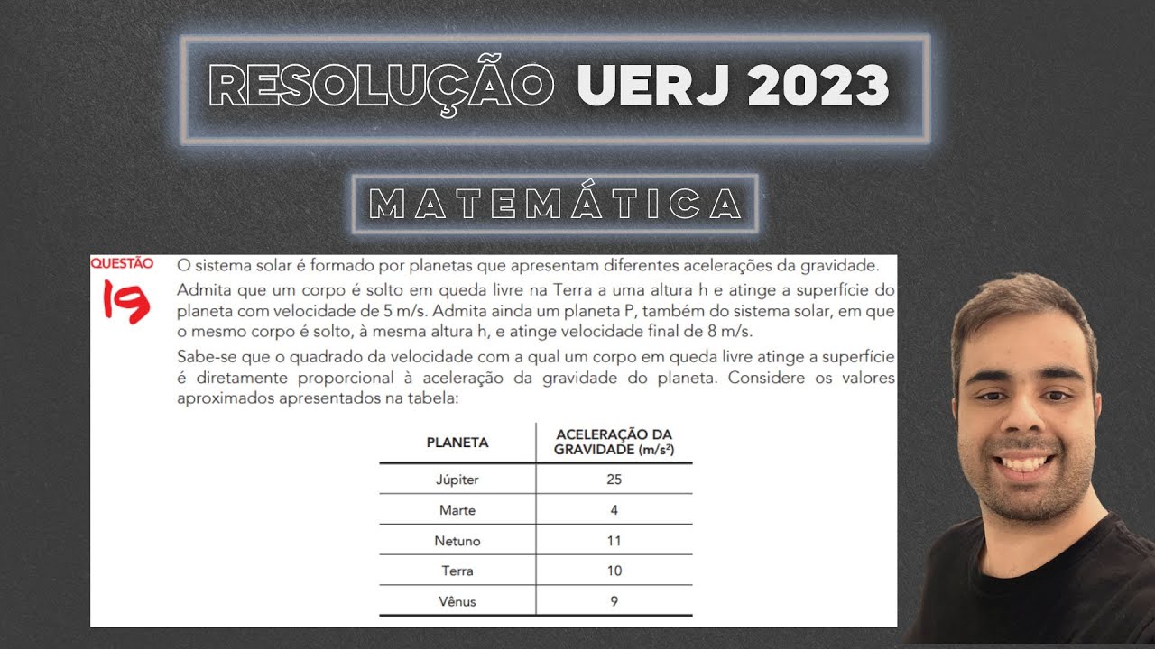 UERJ 2023 O sistema solar é formado por planetas que apresentam diferentes acelerações da gravidade
