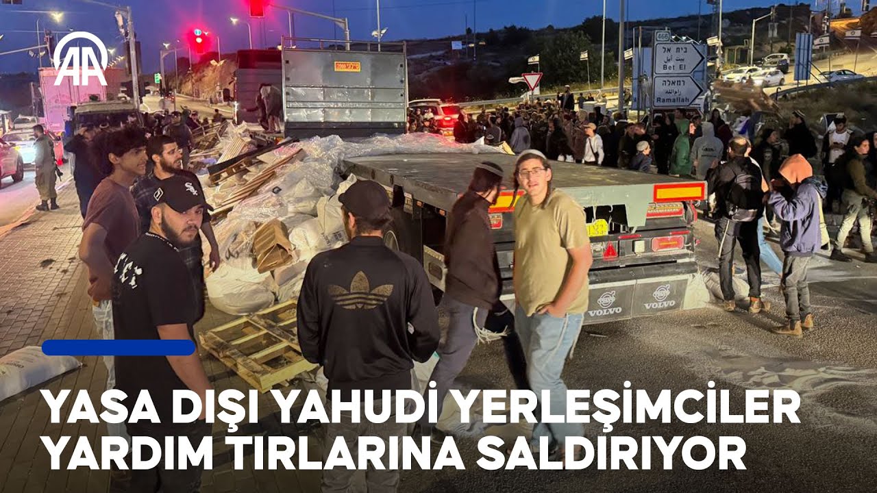 Yasa dışı Yahudi yerleşimciler Gazze’ye giden yardım tırına saldırarak un ve şekerleri yola döktü